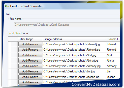 Excel to vCard Converter software