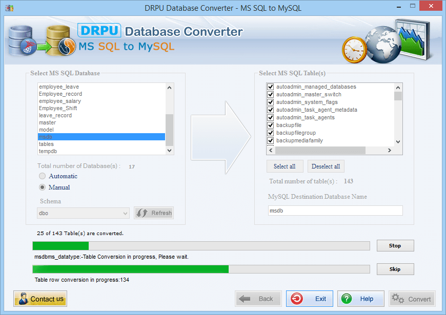 MS SQL to MySQL Database Converter